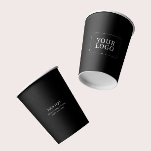 Einfaches Schwarzes Minimal Business Logo Custom Pappbecher