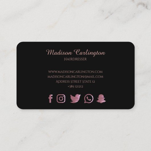 Einfaches Schwarzes mit Rosen-Goldscheren Treuekarte (Rückseite)