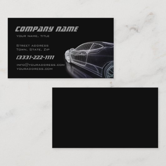 Einfaches schwarzes Modell einer Car Business Card Visitenkarte (Vorne/Hinten)