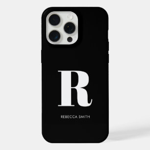 Einfaches Schwarzes Modernes Monogramm iPhone 15 Pro Max Hülle