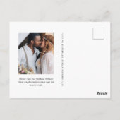Einfaches Schwarzes Monogramm-Foto Hochzeit Sicher Postkarte (Rückseite)