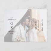 Einfaches Schwarzes Monogramm-Foto Hochzeit Sicher Postkarte (Vorderseite)