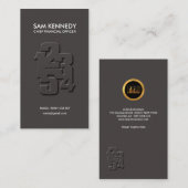 Einfaches Schwarzes prägen Zahl-Leiter-Kämmerer Visitenkarte (Vorne/Hinten)