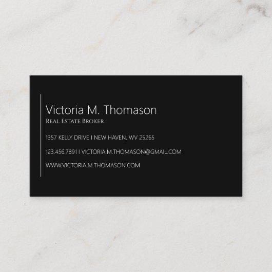 Einfaches Schwarzes Real Anwesen Beruflich Visitenkarte (Vorderseite)