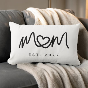 Einfaches schwarzes Schrift-Herz einzigartige Mom- Lendenkissen