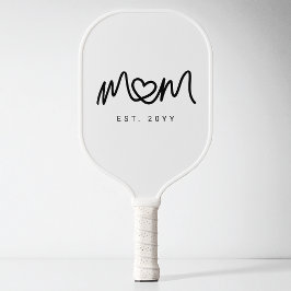 Einfaches schwarzes Schrift-Herz Neue Mama gegründ Pickleball Schläger