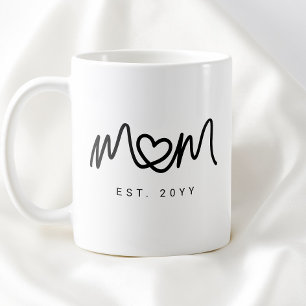 Einfaches Schwarzes Schrift Herz Neue Mom Gegründe Kaffeetasse