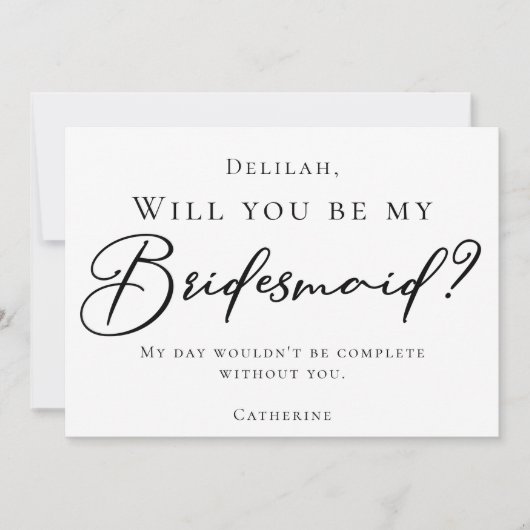 Einfaches schwarzes Script wird meine Bridesmaid s Einladung (Vorderseite)