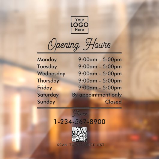 Einfaches Schwarzes Script zur Eröffnung von Gesch Fensteraufkleber (Blatt 2)