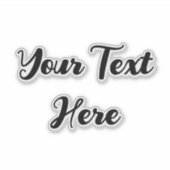 Einfaches schwarzes Skript für den Text Hier Vorla Aufkleber (Vorderseite)