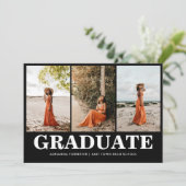 Einfaches, schwarzes Skript | Graduate-FotoCollage Einladung (Stehend Vorderseite)