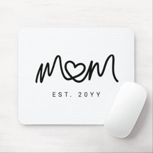 Einfaches Schwarzes Skript Herz Mutter Mama Gegrün Mousepad