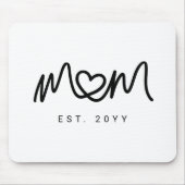Einfaches Schwarzes Skript Herz Mutter Mama Gegrün Mousepad (Vorne)