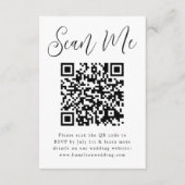 Einfaches Schwarzes Skript QR Code Hochzeit RSVP Begleitkarte (Vorderseite)