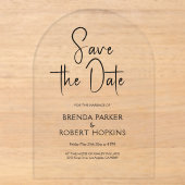 Einfaches Schwarzes Skript Save The Date Acryleinladungen (Vorderseite)