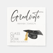 Einfaches Schwarzes Typografie-Graduate-Abschluss Serviette (Vorderseite)