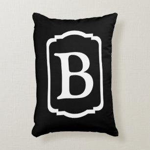 Einfaches schwarzes und weißes gerahmtes Monogramm Dekokissen