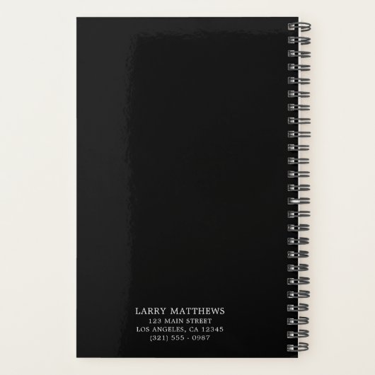 Einfaches Schwarzes Unternehmen Planer (Rückseite)