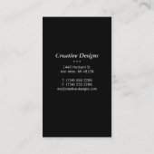 Einfaches Schwarzes Visitenkarte (Rückseite)