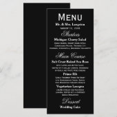 Einfaches Schwarzes/Weiß - Empfangs-Menü Menükarte (Vorne/Hinten)