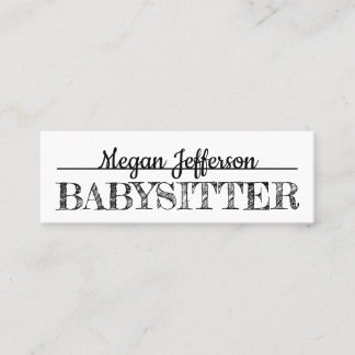 Einfaches Schwarzweiss-Babysitter-Kindermädchen Mini Visitenkarte