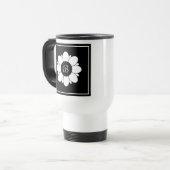 Einfaches Schwarzweiß-Blume-Design Reisebecher (Vorderseite Links)