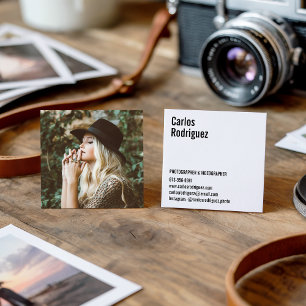 Einfaches Schwarzweiss des modernen Fotograf-Fotos Quadratische Visitenkarte