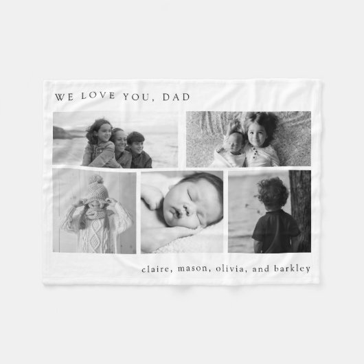 Einfaches Schwarzweiß-Foto-Gitter für Vater Fleecedecke (Vorderseite (Horizontal))