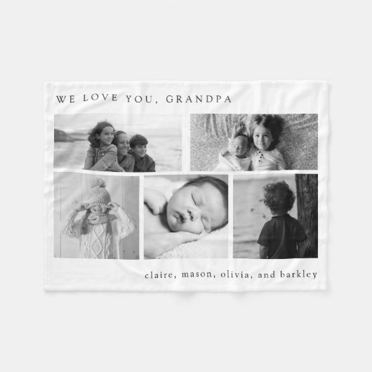 Einfaches Schwarzweiß-Foto-Raster | Großvater Fleecedecke (Vorderseite (Horizontal))