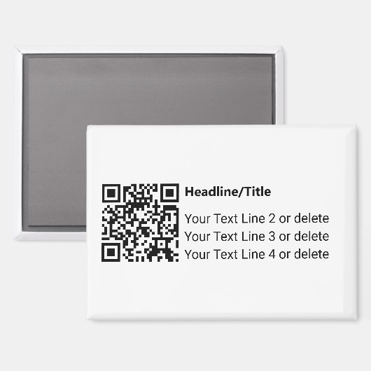 Einfaches Schwarzweiß-QR-Code mit Textvorlage Magnet (Vorderseite/Rückseite)