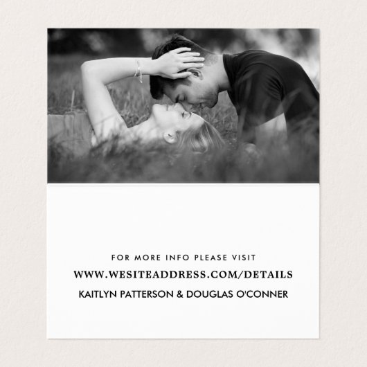 Einfaches Schwarzweiß-Script mit Foto-Detailkarte Visitenkarten (Innenseite Aufgefaltet)