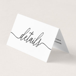 Einfaches Schwarzweiß-Script mit Foto-Detailkarte Visitenkarten