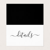 Einfaches Schwarzweiß-Script mit Foto-Detailkarte Visitenkarten (Außenseite Aufgefaltet)