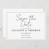 Einfaches Schwarzweiß-Script Save the Date (Vorne/Hinten)