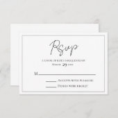 Einfaches Schwarzweiß-Skript RSVP Karte (Vorne/Hinten)