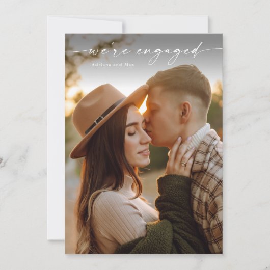 Einfaches Script 2 Foto Hochzeit Verlobung Einladu Einladung (Vorderseite)