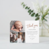 Einfaches Script 3 Foto Collage Baby Danke Postkarte (Stehend Vorderseite)