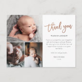 Einfaches Script 3 Foto Collage Baby Danke Postkarte (Vorderseite)
