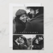 Einfaches Script 3 Foto Collage Wedding Dankeskarte (Vorderseite)