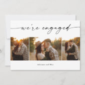 Einfaches Script 3 Foto Collage Wedding Verlobung Einladung (Vorderseite)