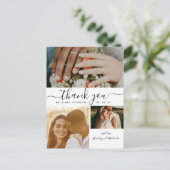 Einfaches Script 4 Foto Collage Wedding Vielen Dan Postkarte (Stehend Vorderseite)