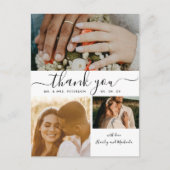 Einfaches Script 4 Foto Collage Wedding Vielen Dan Postkarte (Vorderseite)