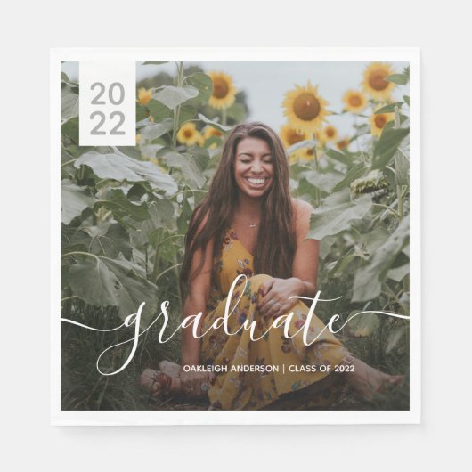 Einfaches Script-Abschluss-Foto Serviette (Vorderseite)