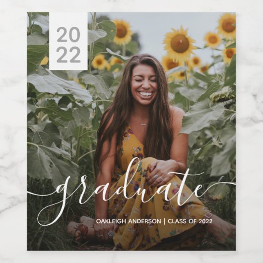 Einfaches Script-Abschluss-Foto Weinetikett (Einzelnes Label)