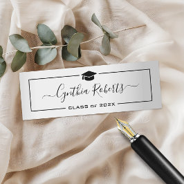 Einfaches Script-Abschluss Silver Metallic Look Telefonnummerkarte