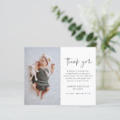 Einfaches Script Baby Foto Dankeschön Karten (Stehend Vorderseite)