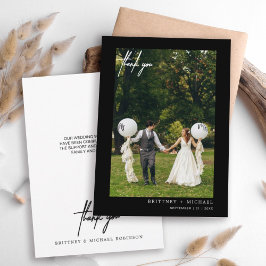 Einfaches Script Black Modern Foto Dankeskarte