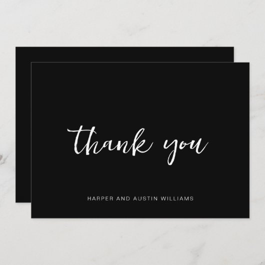 Einfaches Script Black Vielen Dank Dankeskarte (Vorne/Hinten)