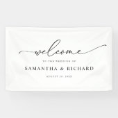 Einfaches Script Black & White Wedding Willkommens Banner (Horizontal)