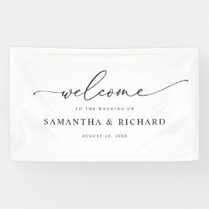 Einfaches Script Black & White Wedding Willkommens Banner